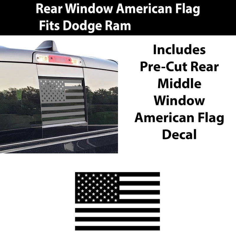 Bogar Tech Designs Rear Back Middle Window American Flag Vinyl Decal Compatible with and Fits Dodge Ram 2009-2025, Thin Blue Line - Image 4